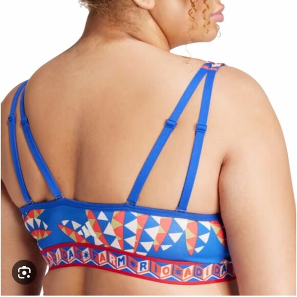 Adidas X Farm Rio Medium-Support Blue Bra Plus Size Adjustable Straps 2X - Picture 3 of 10